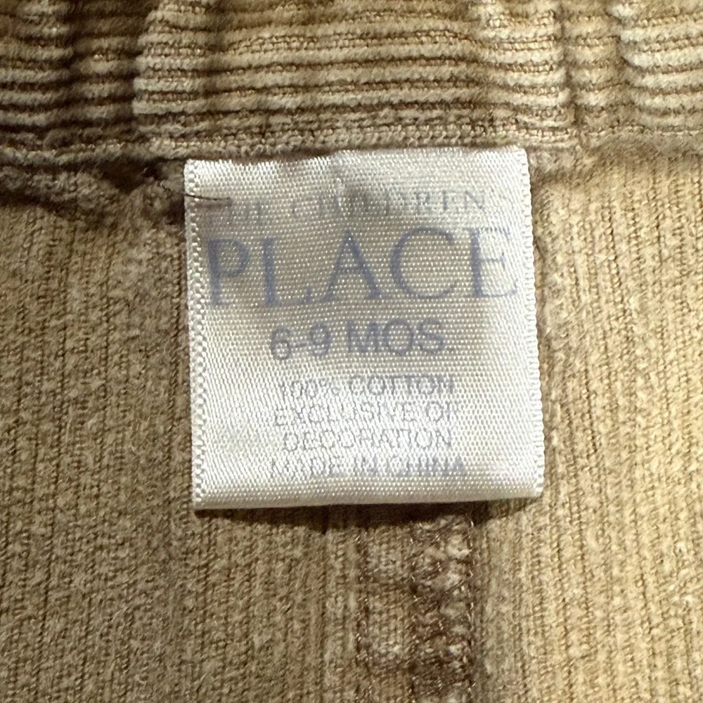 VTG Childrens Place 6-9M Corduroy Pants Kids Tan Reinforced Knee Elastic Waist